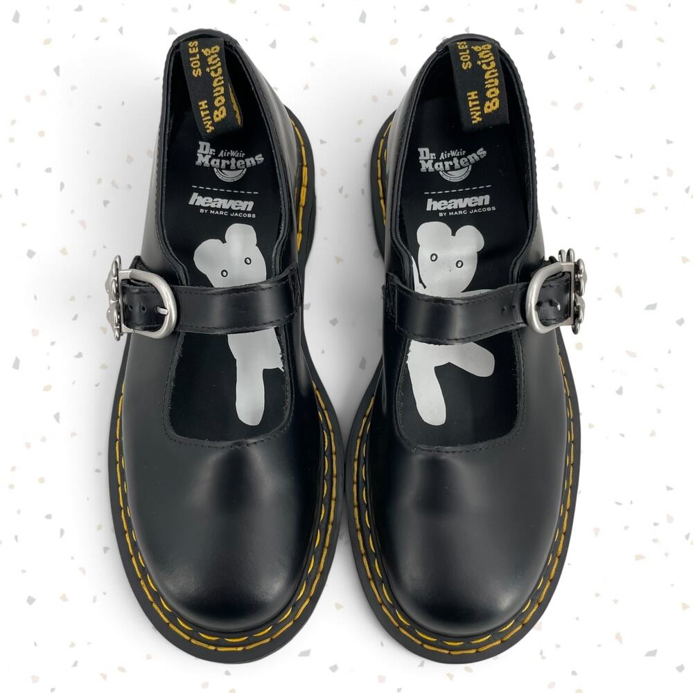 Dr. Martens x Heaven Marc Jacobs Addina Double Stitch Mary Janes Black Leather 8